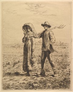 Camponeses indo para o trabalho, 1863. de Jean Francois Millet