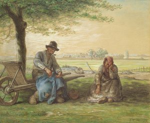 Camponeses em repouso, c.1866 (lápis e pastel sobre papel)