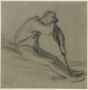 Camponês sentado descansando em uma enxada de Jean Francois Millet