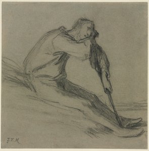 Camponês sentado descansando em uma enxada. de Jean Francois Millet
