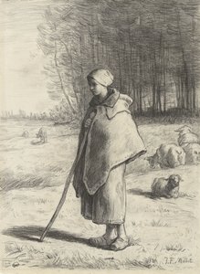 Pastora, 1860-69 (giz no papel) de Jean Francois Millet