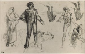 Estudos para o Harvesters Resting (conte crayon on paper) de Jean Francois Millet