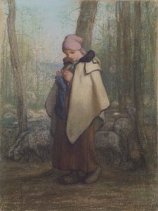 Die strickende Schäferin von Jean-Francois Millet