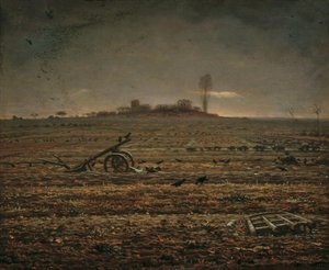 A planície de Chailly com Harrow e Plough, 1862. de Jean Francois Millet