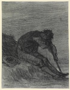 O Haymaker cansado (giz preto no papel) de Jean Francois Millet