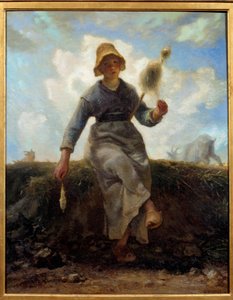 O fiador, auvergnate chevriere. Pintura de Jean Francois Millet (1814-1875) de Jean Francois Millet