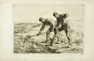 Dois homens cavando de Jean Francois Millet