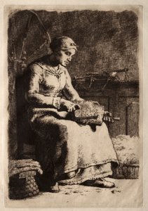 Mulher Cardando Lã de Jean Francois Millet