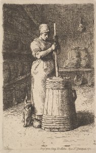 Manteiga de agitação da mulher, 1855-56 de Jean Francois Millet