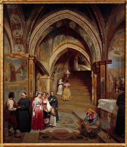 Vista da igreja do mosteiro beneditino de San Subiaco Pintura de Jean Francois Montessuy (1804-1876) de Jean-Francois Montessuy