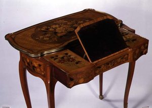 Mesa de escrita mecânica, c.1760 (carvalho folheado e bronze dourado) de Jean Francois Oeben