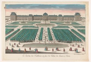 Vista do Jardin des Tuileries em Paris vista para o Palais du Louvre
Le Jardin des Tuilleries en face du Palais du Louvre à Paris (título sobre o objecto)