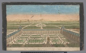 Vista dos jardins e do Palácio del Buen Retiro, Madrid
Vüe perspective du Palais Royal et des Jardins du Buen Retiro, en Espagne (título sobre o objecto) de Jean François Daumont