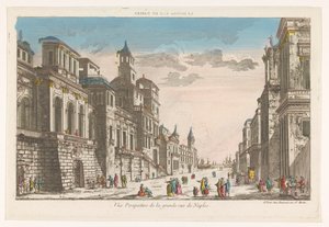 Vista de uma rua em direcção ao mar em Nápoles
La grande rue de Naples (título sobre o objecto)
