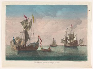 Paisagem marítima com navios e barcos num mar calmo
Marine en temps calme (título sobre o objecto) de Jean François Daumont
