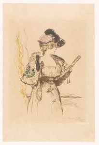 Senhora com ventilador L