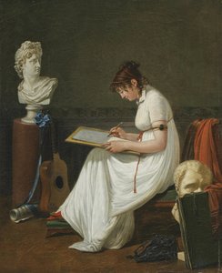 Retrato de uma jovem mulher desenhando a cabeça de Apolo de Jean François Sablet