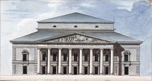 Fachada do Teatro Bolshoi Kamenny Imperial de São Petersburgo, 1802