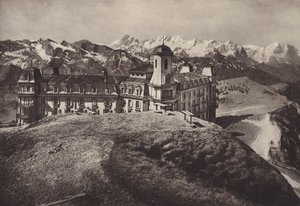Hotel Rigi Kulm, vista dos Alpes Berneses (foto a p/b) de Jean Gaberell