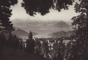 Rigi Kaltbad, vista do Lago Lucerna (foto p/b) de Jean Gaberell