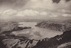 Rigi Kulm, vista do Lago Zug (foto p/b) de Jean Gaberell