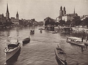 Suíça: Zurique da Quaibrucke (foto a p/b)
