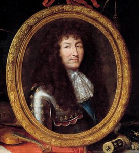 Retrato de Luís XIV Rei de França (1638-1715) Detalhe. Pintura de Jean Garnier (1632-1705) Século XVII. Dim 1,74 x 2,23 m de Jean Garnier