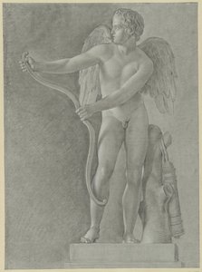 Estudo de uma estátua de Cupido esticando o seu arco de Jean Grandjean