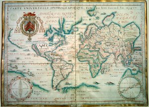 Mapa hidrográfico universal. Manuscrito por Jean Guerard, geógrafo francês. 1734. paris, B.N. de Jean Guerard