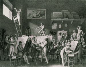 O estúdio de Jacques Louis David (1748-1825) de Jean Henri Cless
