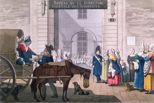 O escritório da enfermeira em Paris, c.1820 (gravura a cores)