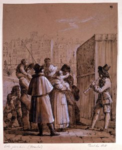 Polichinelle perto da Pont des Arts em Paris, de Marlet por volta de meados do século XIX de Jean Henri Marlet