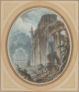 Jardim Capriccio com ruínas antigas de Jean Henry Alexandre Pernet