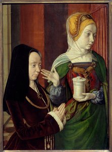Retrato presumido de Madeleine de Borgonha, senhora de Laage apresentado por Sainte Madeleine Pintura de Jean Hey dit le Maitre de Moulins (1480-1500) século XV. Sol 0,56x0,4 m