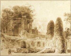 Parque Romano com Fonte, 1774 de Jean Honore Fragonard