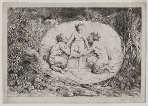 Bacchanales: Ninfa Apoiada por Dois Sátiros, 1763. de Jean Honore Fragonard