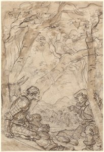 Dom Quixote e Sancho Pança testemunham o ataque a Rocinante de Jean Honore Fragonard