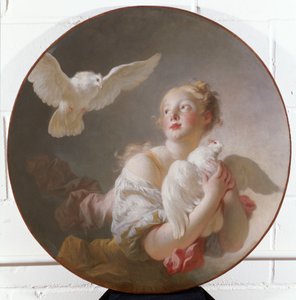 Menina segurando uma pomba de Jean Honore Fragonard