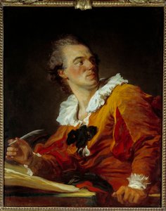 Retrato de Inspiração de um estranho. Pintura de Jean Honore Fragonard (1732-1806) Sol do século XVIII. 0,8x0,64 m - Inspiração, retrato de um homem anónimo, Pintura de Jean Honore Fragonard (1732-1806) de Jean Honore Fragonard