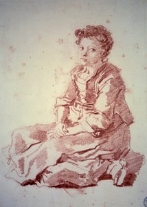 Menina sentada de calcanhares Sanguine de Jean Honore Fragonard (1732-1806) 1774 Besancon, Musee des Beaux Arts de Jean Honore Fragonard