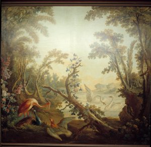 Sinal de Marteau lounge: paisagem de cisne. Jean Baptiste Huet (1745-1811) e Jean Honore Fragonard (1732-1806) de Jean Honore Fragonard