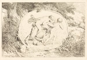 Ninfa montada em um sátiro (jovem montada em um sátiro) de Jean Honore Fragonard