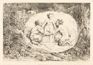 Ninfa Apoiada por Dois Sátiros de Jean Honore Fragonard
