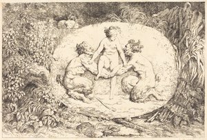 Ninfa Apoiada por Dois Sátiros de Jean Honore Fragonard