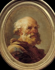 A cabeça do velhote. Pintura de Jean Honore Fragonard (1732-1806), ca. 1766-1769. Amiens, Musee De Picardie de Jean Honore Fragonard