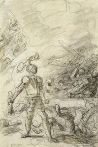 Orlando subjuga um bandido com uma marca de fogo (caneta e tinta, giz e papel) de Jean Honore Fragonard