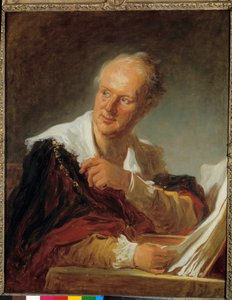 Retrato de Denis Diderot (1713-1784) Escritor Pintura de Jean Honore Fragonard (1732-1806) Sol do século XVIII. 0,81 x 0,65 m de Jean Honore Fragonard