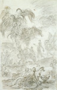 Ruggiero chega ao limiar do palácio de Alcina (caneta e tinta, giz e papel) de Jean Honore Fragonard