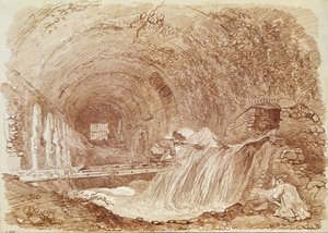 Estábulos de Mecenas no Tivoli (giz vermelho sobre papel) de Jean Honore Fragonard