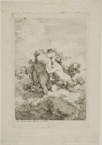 Duas figuras femininas em uma nuvem de Jean Honore Fragonard